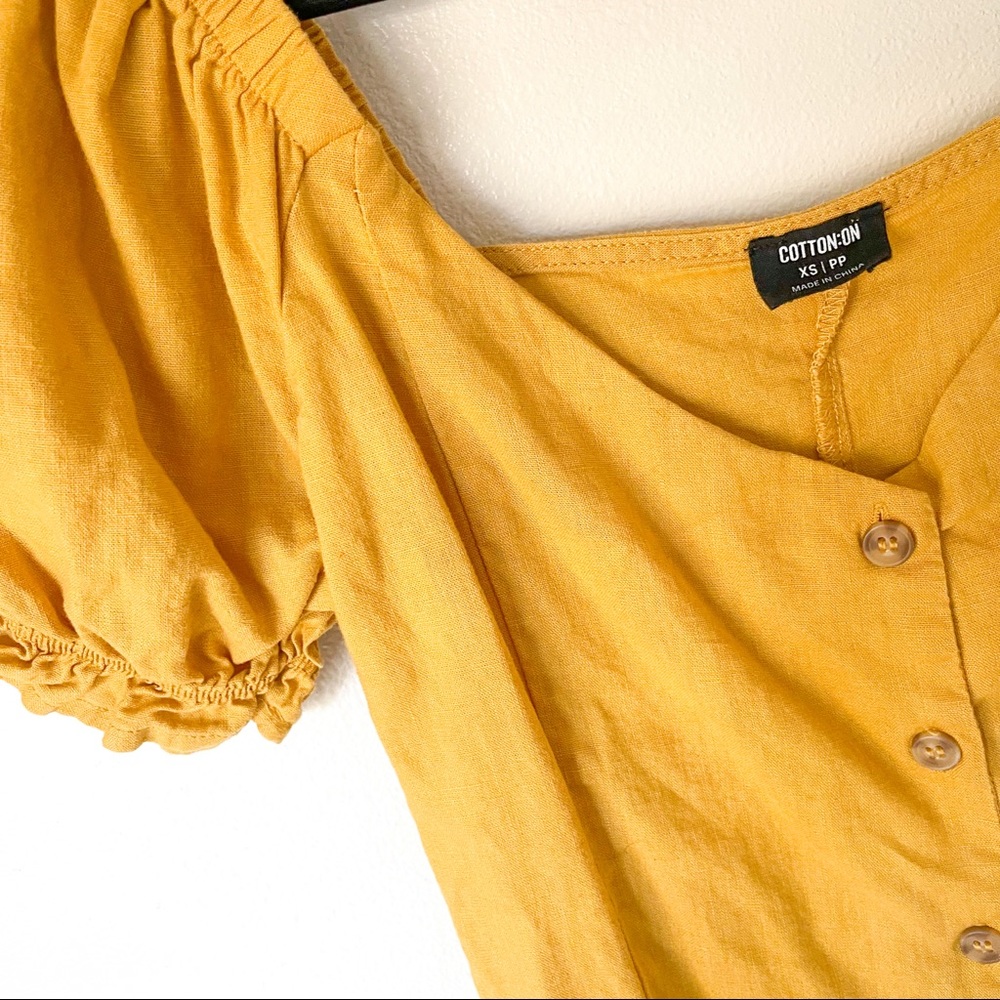 Cotton On Golden Yellow Ruffle Shoulder Dress - Picture 2 of 6